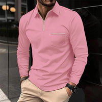 Kurzarmshirt für Herren - Modernes T-Shirt mit Reißverschluss – Rosa