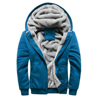 Men's Casual Fleece Hooded Jacket – Blau