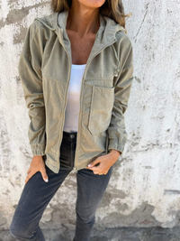 Lässige Damen-Kapuzenjacke | übergangs – Grün