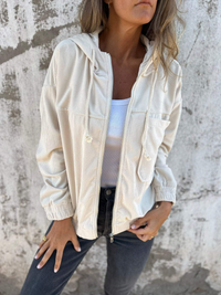 Lässige Damen-Kapuzenjacke | übergangs – Weiß