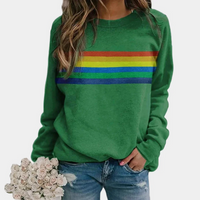 Lässiger Regenbogen-Pullover für Damen | Warmer – Grün