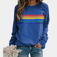 Lässiger Regenbogen-Pullover für Damen | Warmer – Blau