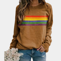 Lässiger Regenbogen-Pullover für Damen | Warmer – Khaki