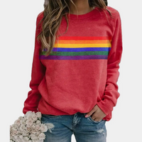 Lässiger Regenbogen-Pullover für Damen | Warmer – Rot