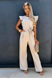 Lässiger Sommer-Jumpsuit für Damen | Eleganter – Beige