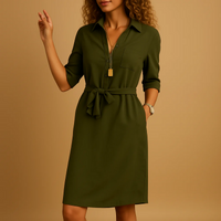 Lässiges Arbeitshemdkleid für Damen | Mini – Armee grün