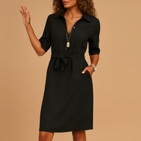 Lässiges Arbeitshemdkleid für Damen | Mini – Schwarz