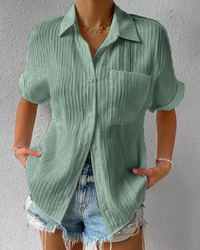 Lässiges Button-Down-Hemd für Damen | kurzarm – Grün