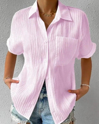 Lässiges Button-Down-Hemd für Damen | kurzarm – Rosa