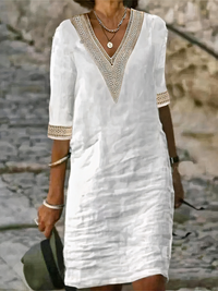 Lässiges Sommerkleid für Damen | Midi – Weiß