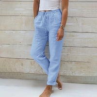 Bersha Leinenhose | Sommerliche luftige Leinenhosen Damen in Leinenoptik – Blau