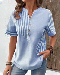 Frederique™ | Elegante gestreifte Bluse – Blau