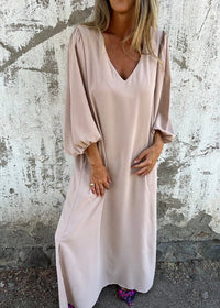 Joyce - Hübsches Boho-Kleid mit Taschen – Aprikose