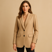 Julia | Damenblazer lang elegant & hochwertig verarbeitet – Braun