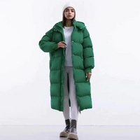 Lange warme Damen-Pufferjacke | Winter – Grün