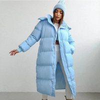 Lange warme Damen-Pufferjacke | Winter – Blau