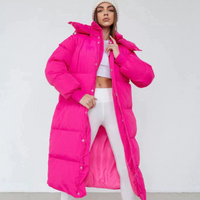 Lange warme Damen-Pufferjacke | Winter – Rosa
