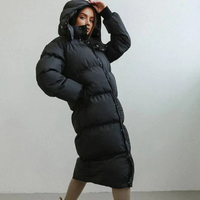 Lange warme Damen-Pufferjacke | Winter – Schwarz