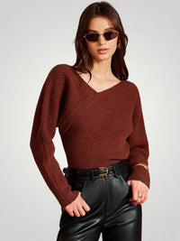 Freya | Langer Pullover mit Eleganter Asymmetrie – Braun