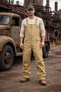 Robuste Herren-Latzhose im Workwear-Stil mit funktionalen Taschen – Khaki
