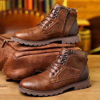 Robuster Herrenschnürstiefel aus Veganes Leder – Braun