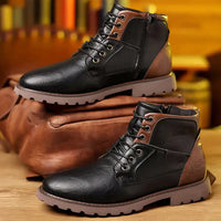 Robuster Herrenschnürstiefel aus Veganes Leder – Schwarz