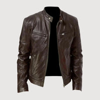 Stilvolle Biker Herren Lederjacke – Braun
