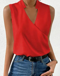 Selma | Ärmellose Bluse mit V-Ausschnitt – Rot