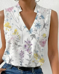 Selma | Ärmellose Bluse mit V-Ausschnitt – Blumen 2