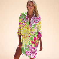 Lena | Lockeres Hemdkleid mit Knopfleiste – Gelbe Blumen