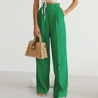 Leonie | Damen Weite Hose Hohe Taille – Grün
