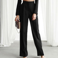 Leonie | Damen Weite Hose Hohe Taille – Schwarz