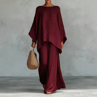 Lieselotte | Damen Oversized Poncho Set – Burgunder