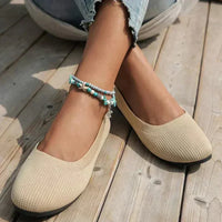 Lieselotte | Damen Slip-on Flache Ballerinas – Creme