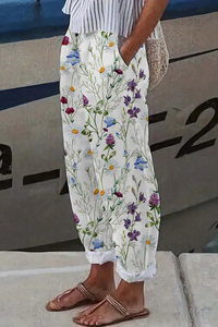 Heidi-Mode | Casual Unique Printed Button Pocket Pants – Hellgrün