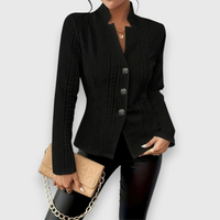 Lina | Weiche Strickjacke mit Stehkragen – Schwarz