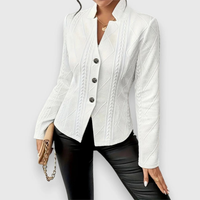 Lina | Weiche Strickjacke mit Stehkragen – Weiß