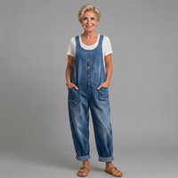Linnéa | Damen Latzhose Wide Leg Overall – Blau
