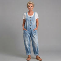 Linnéa | Damen Latzhose Wide Leg Overall – Hellblau
