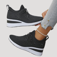 Lirenne | Damen Glitzer Sneaker mit Strasssteinen Plateau – Schwarz