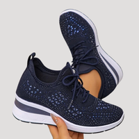 Lirenne | Damen Glitzer Sneaker mit Strasssteinen Plateau – Marine