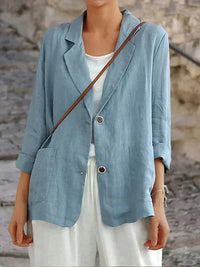 Liselotte | Damen Blazer mit Reverskragen Zwei-Knopf – Hellblau