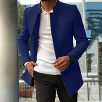 Herren Wintermantel | lang mit Stehkragen – Blau