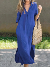 Lockeres bequemes Sommerkleid für Damen | Midi – Blau