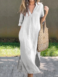 Lockeres bequemes Sommerkleid für Damen | Midi – Weiß
