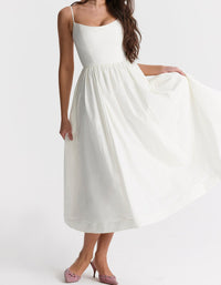 Jessie - Elegantes Damen Midi-Kleid – Weiß
