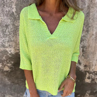 Isabella | Damenpullover V-Ausschnitt schlicht und elegant – Grün