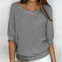 Louisa | Eleganter Feinstrick Pullover – Grau