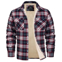 Luca | Herren Warme Hemdjacke mit Sherpa Futter – Rot