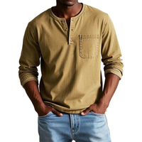 Ludwig | Herren Langarm Henley Shirt – Khaki